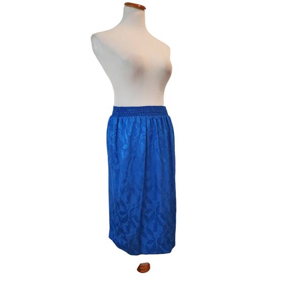 Vintage Retro 1980s Embossed Blue Elasic Secretary Skirt S 8 - Picture 14 of 15